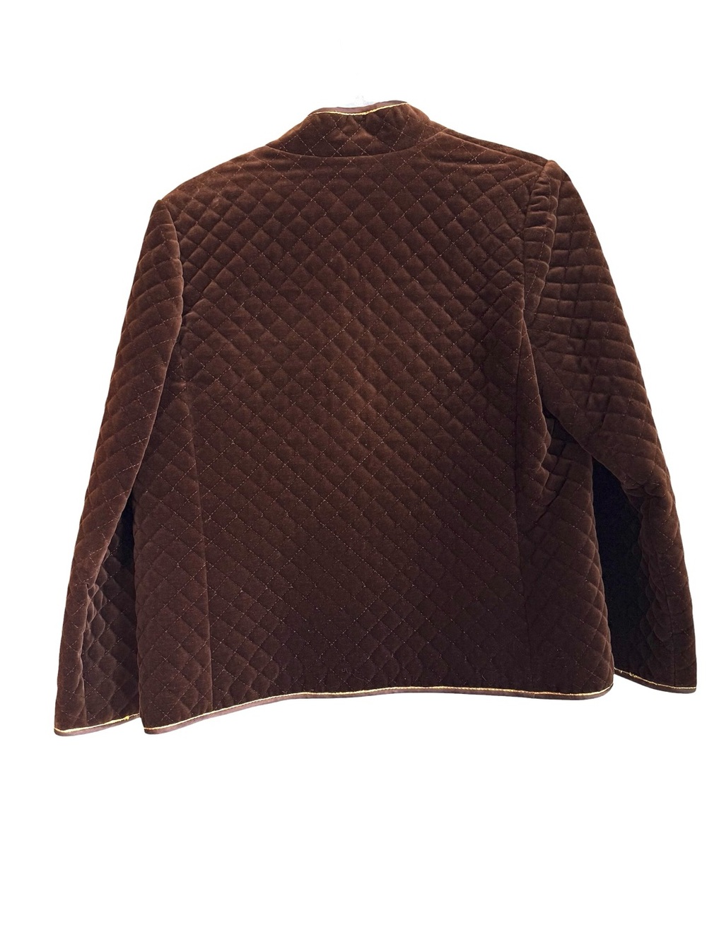 Vintage 70s Brown Quilted Velvet Jacket Open Front | 38 Small - Picture 3 of 9